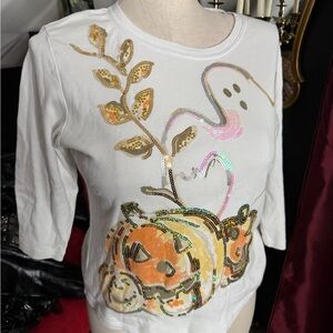 Onque Casuals White Sequin Halloween Top